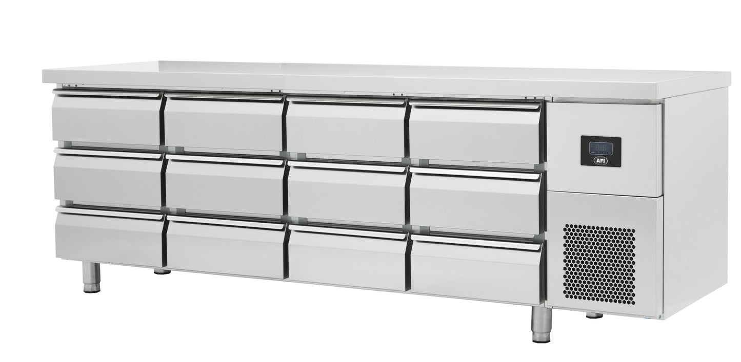 TABLE RÉFRIGÉRÉE NÉGATIVE GN 1/1 - PROF 700 - SANS DOSSERET - 12 TIROIRS