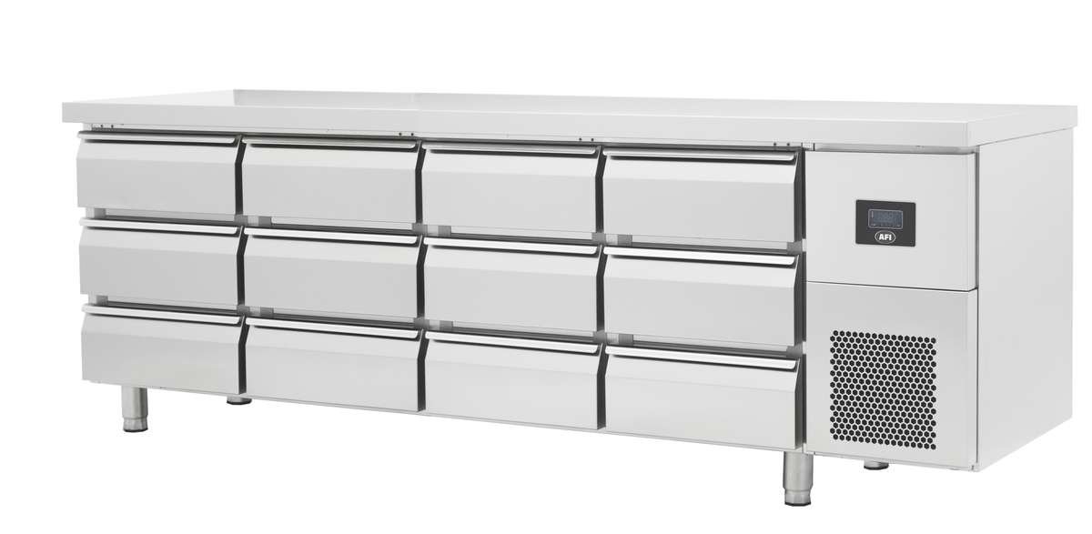 TABLE RÉFRIGÉRÉE POSITIVE GN 1/1 - PROF 700 - SANS DOSSERET - 12 TIROIRS