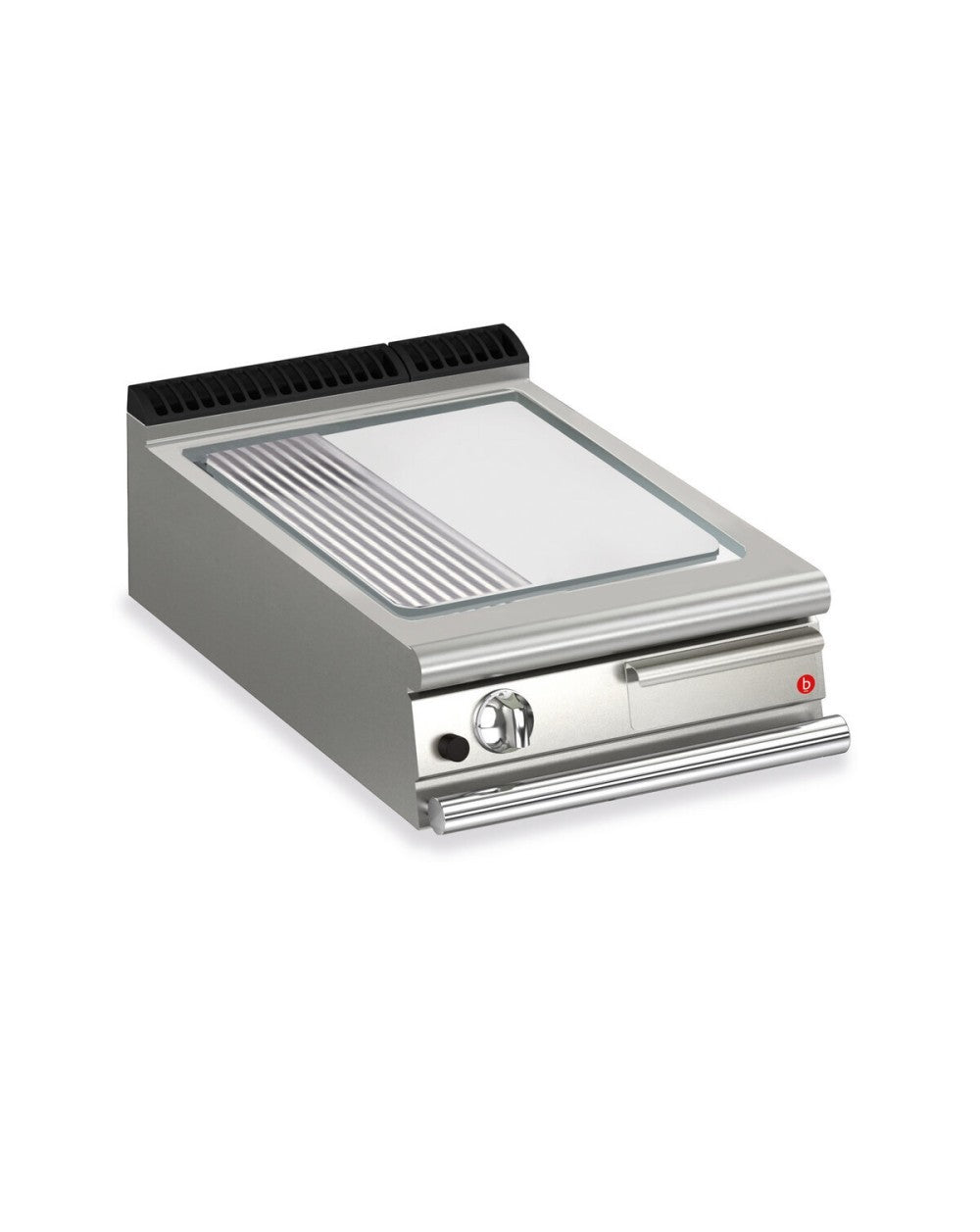 Plancha gaz - Plaque AISI 430 1/3 rainurée - Largeur 600 mm - Gamme QUEEN 900 - 90QSFTG623 - Baron