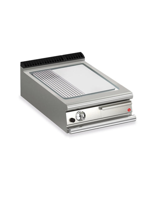 Plancha gaz - Plaque AISI 430 1/3 rainurée - Largeur 600 mm - Gamme QUEEN 900 - 90QSFTG623 - Baron
