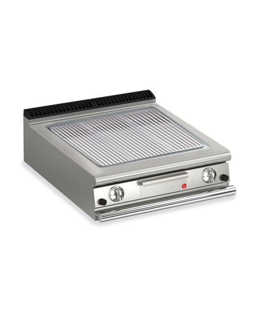 Plancha gaz - Plaque chrome dur rainurée - Largeur 800 mm - Gamme QUEEN 900 - 90QSFTTG815 - Baron