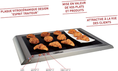 Plaque chauffante vitrocéramique - 600 x 400 - Bords arrondis - 230 V - 30012V