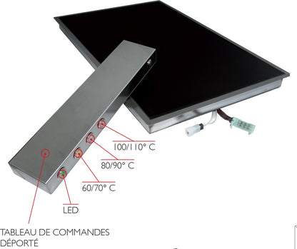 Plaque chauffante vitrocéramique - 600 x 400 - Encastrable - 230 V - 30002