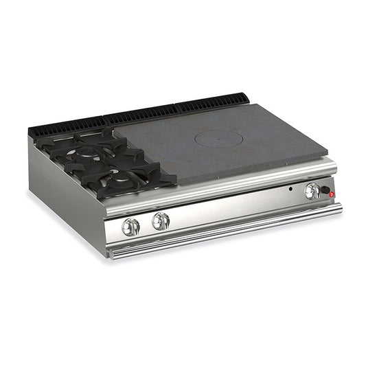 Plaque de cuisson - Top 2 feux vifs gaz + Plaque coup de feu - Gamme QUEEN 700 - 70QTPG121SX - Baron