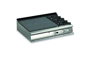 Plaque de cuisson - Top 2 feux vifs gaz + plaque voup de feu - Gamme Queen 900 - Baron - 90QTPG121DX