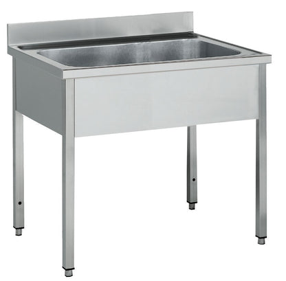 Plonge pâtissière inox - 1 bac - Profondeur 700 mm - Longueur 1000 mm - Sans étagère - PGGN10T