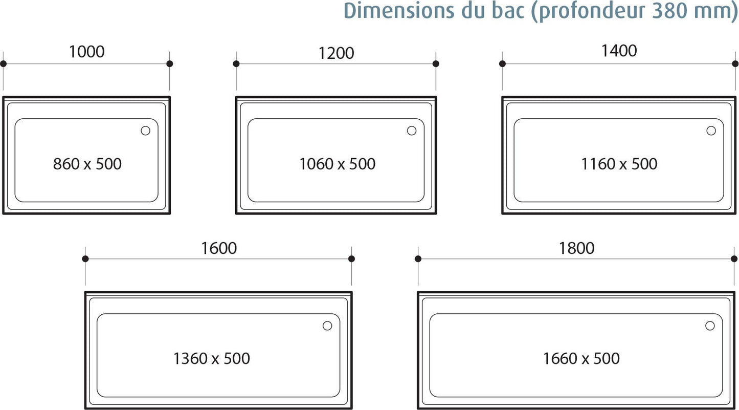Plonge pâtissière inox - 1 bac - Profondeur 700 mm - Longueur 1600 mm - Sans étagère - PGGN16T
