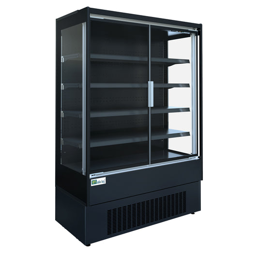 VITRINE MURALE NOIRE - FROID POSITIF VENTILÉ - 2 PORTES BATTANTES