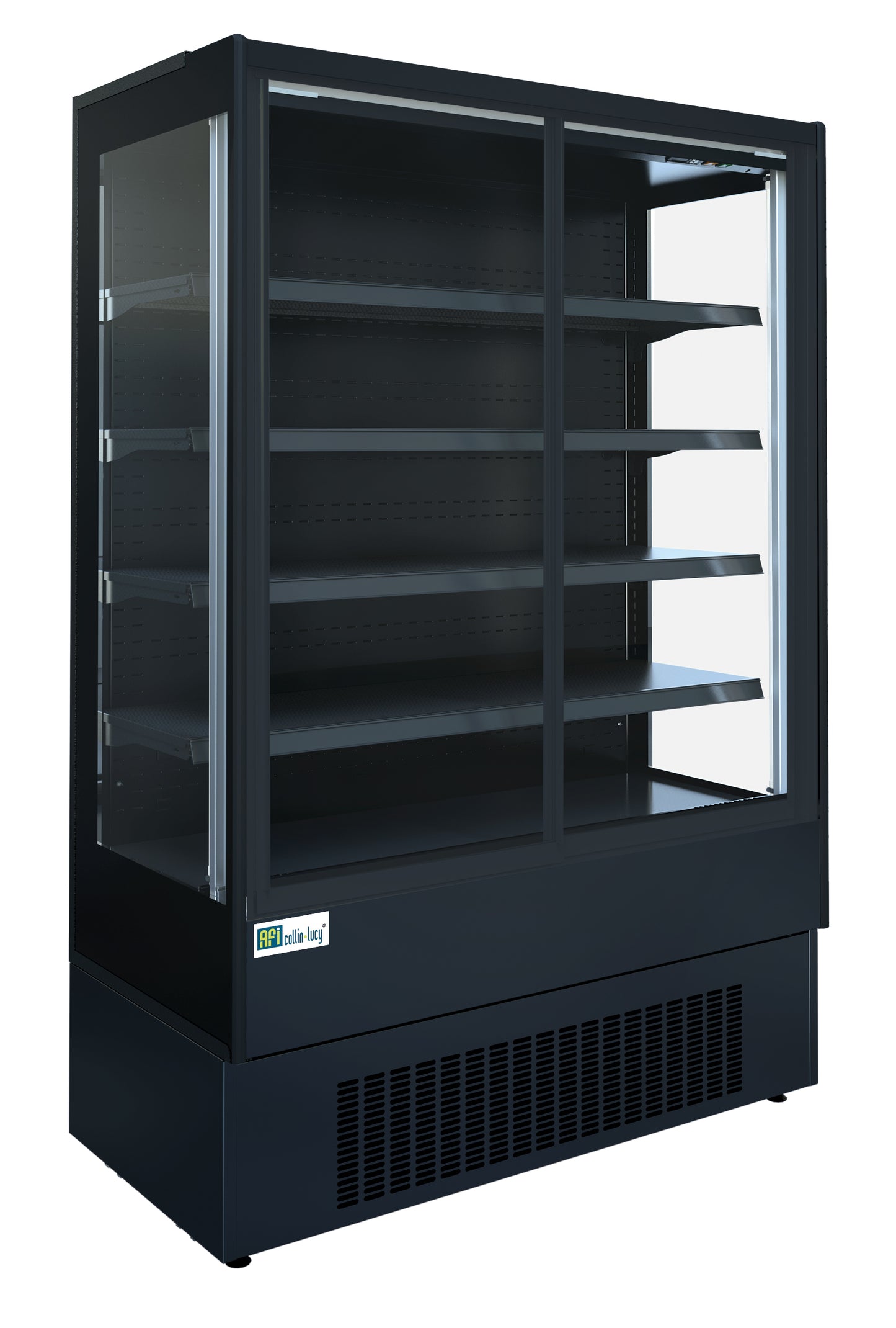 VITRINE MURALE NOIRE - FROID POSITIF VENTILÉ - 2 PORTES COULISSANTES