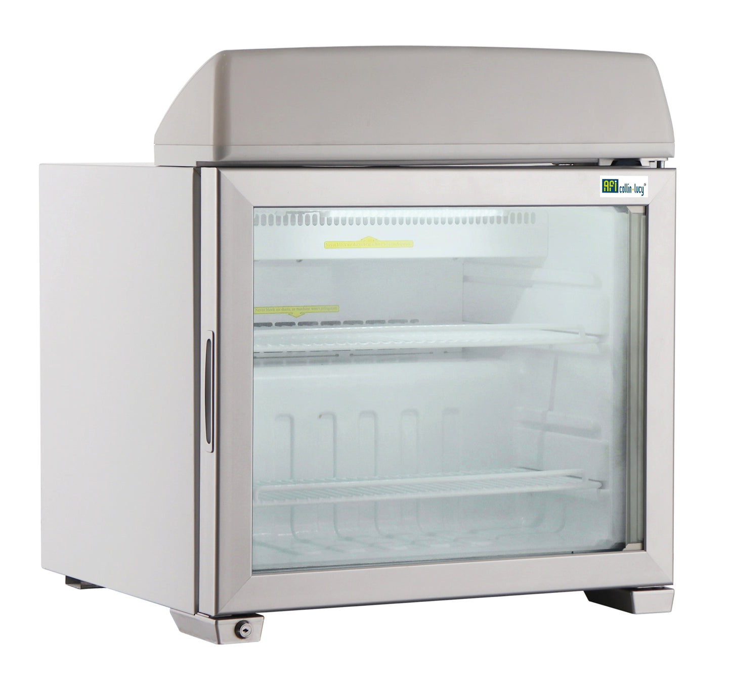 Vitrine à poser négative à porte vitrée 49 L avec affichage lumineux supérieur