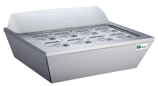 Présentoir à poser négatif 77 L pour crèmes glacées hauteur 358 mm