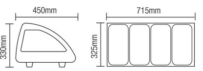 Vitrine à poser portes coulissantes Hauteur 330 mm pour 4 bacs GN 1/3
