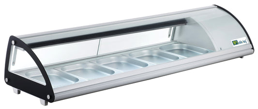 Vitrine à poser portes coulissantes Hauteur 330 mm pour 5 bacs GN 1/2