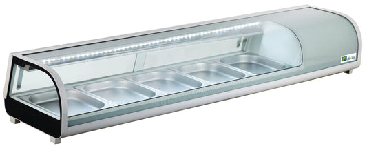 Vitrine à poser portes coulissantes Hauteur 225 mm pour 6 bacs GN 1/3