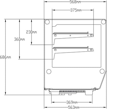 Vitrine réfrigérée à poser service arrière avec double vitrage 4 portes coulissantes droites 120 L