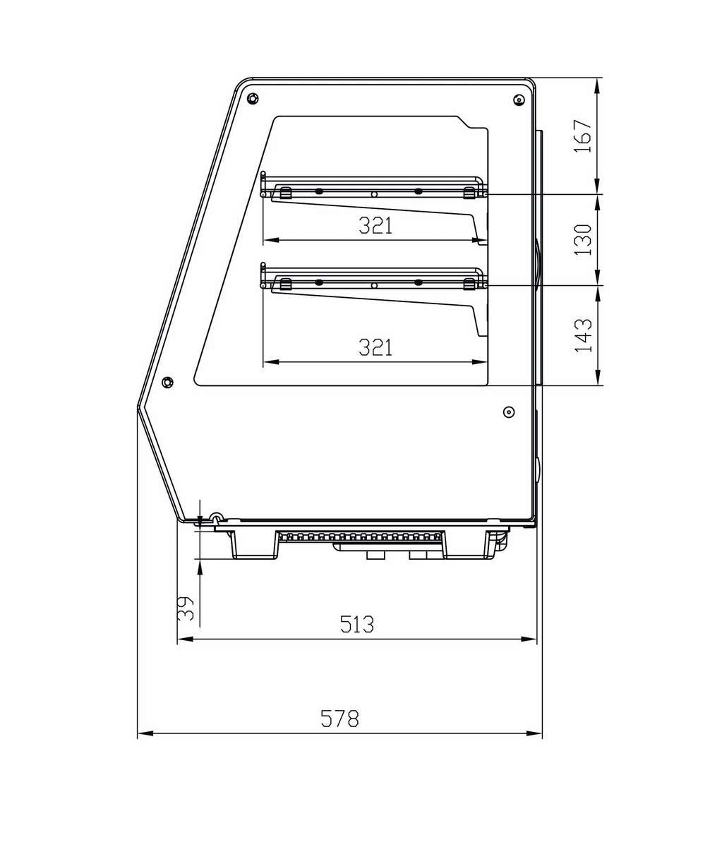 Vitrine réfrigérée à poser service avant et arrière avec double vitrage 4 portes coulissantes droites 125 L