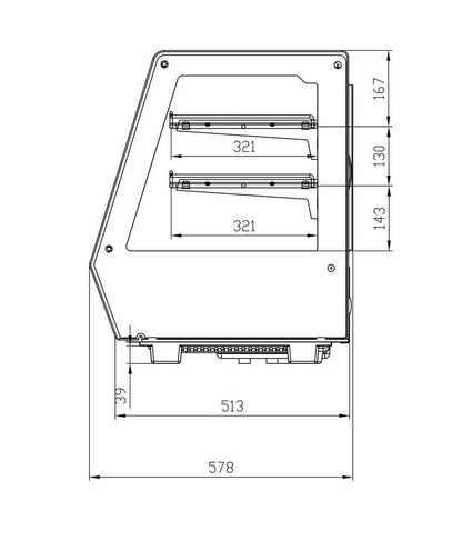 Vitrine réfrigérée à poser service avant et arrière avec double vitrage 4 portes coulissantes droites 125 L