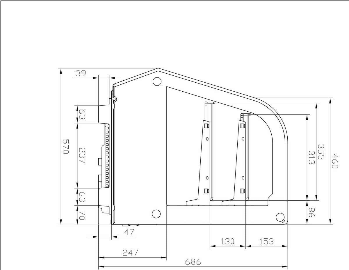 Vitrine réfrigérée à poser service arrière avec double vitrage 4 portes coulissantes bombées 160 L