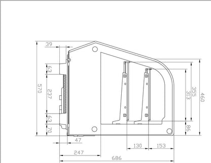 Vitrine réfrigérée à poser service arrière avec double vitrage 4 portes coulissantes bombées 160 L