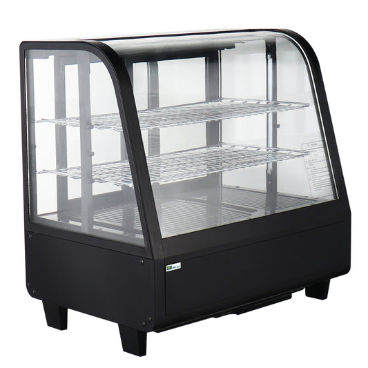 Vitrine réfrigérée à poser service arrière avec double vitrage 4 portes coulissantes bombées 100 L