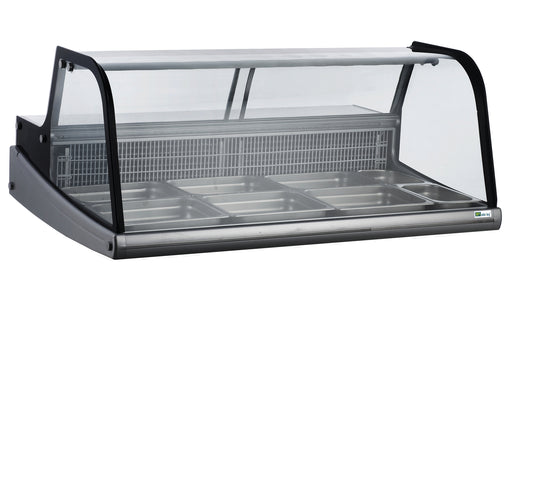 Vitrine réfrigérée à poser sans chariot pour 6 bacs GN 1/1 + 2 bacs GN 1/4