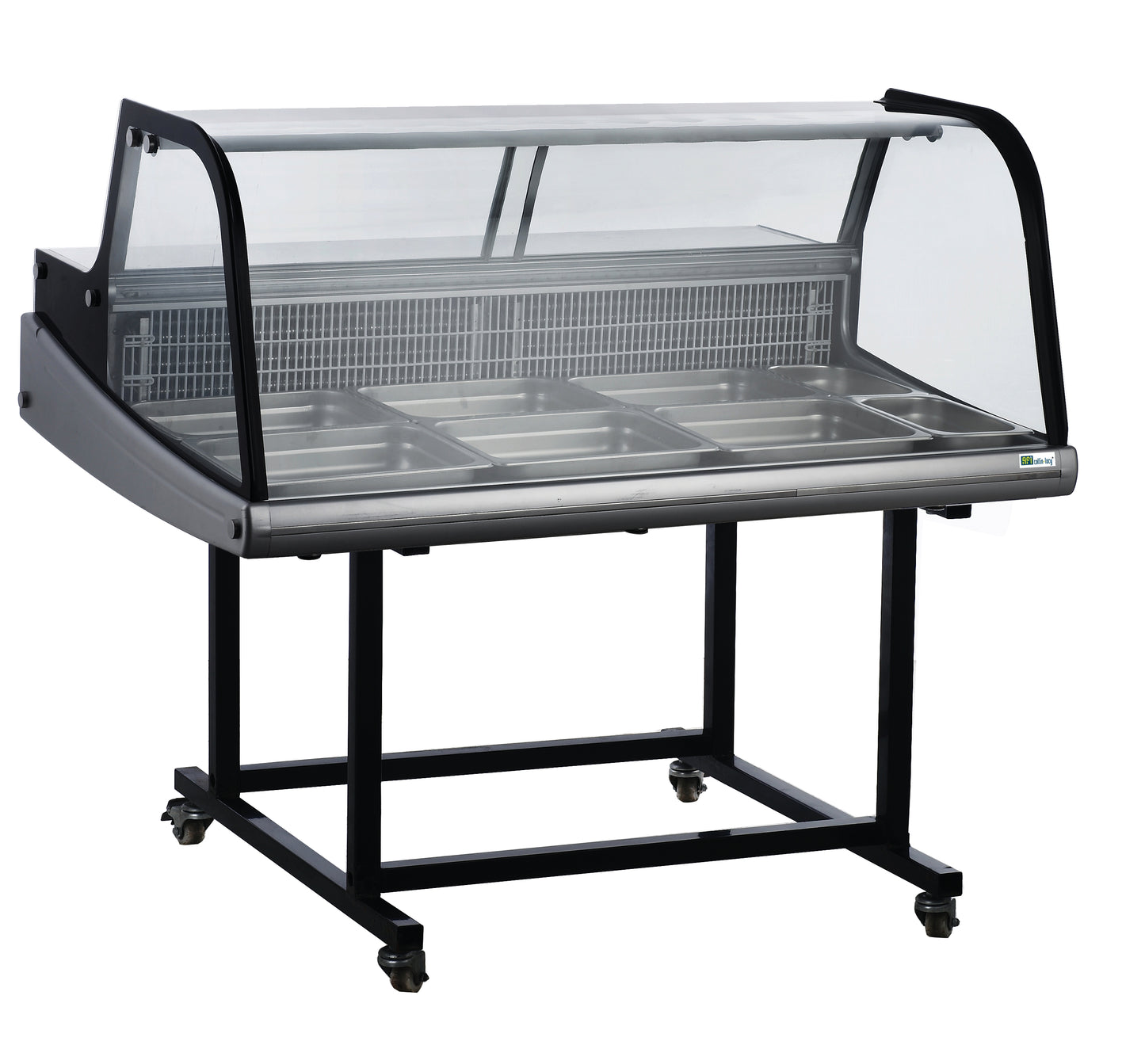 Vitrine réfrigérée à poser avec chariot avec vitrage bombé 1250 x 890 x 1080 mm