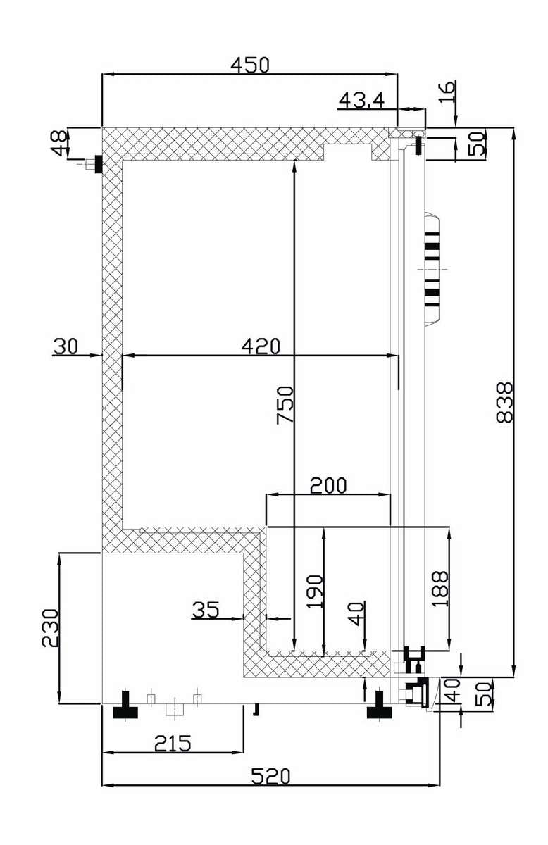 Arrière-bar réfrigéré 1 porte vitrée battante