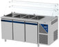Saladette positive +4/+10°C - 4 GN 1/1 - 460 L - 3 portes pleines - Prof. 700 - Avec vitrine haute - SAL703VH-3 - Dalmec