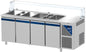 Saladette positive +4/+10°C - 5 GN 1/1 - 630 L - 4 portes pleines - Prof. 700 - Avec vitrine basse - SAL704VB-3 - Dalmec