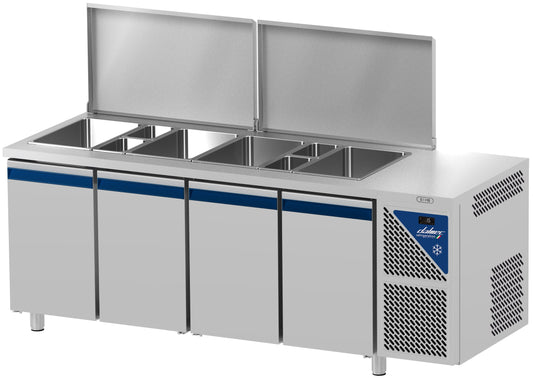 Saladette positive - Sans groupe - 5 GN 1/1 - 630 L - 4 portes - Prof. 700 - Avec couvercle en acier - SAL704SGVH-3 - Dalmec