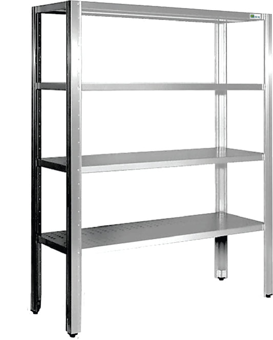 ÉTAGÈRE PERFORÉE À POSER AU SOL - 4 NIVEAUX - PROF. 500 MM - LONG. 800 MM