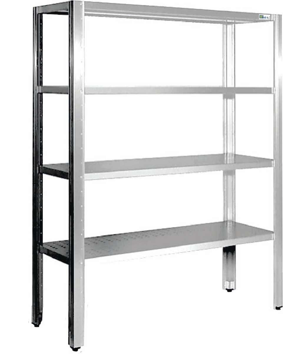 ÉTAGÈRE PERFORÉE À POSER AU SOL - 4 NIVEAUX - PROF. 500 MM - LONG. 1100 MM