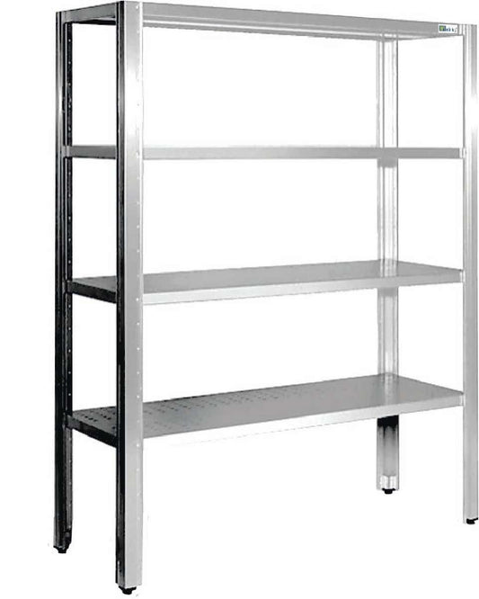 ÉTAGÈRE PERFORÉE À POSER AU SOL - 4 NIVEAUX - PROF. 500 MM - LONG. 1600 MM