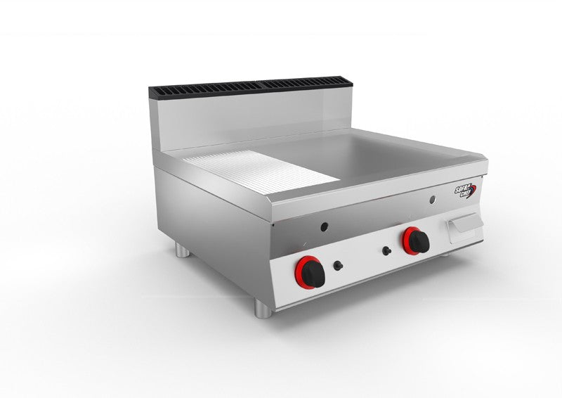 SOFRACHEF - Top plancha gaz - L 800 - AISI 430 2/3 lisse + 1/3 rainurée - 7STP8ALRG