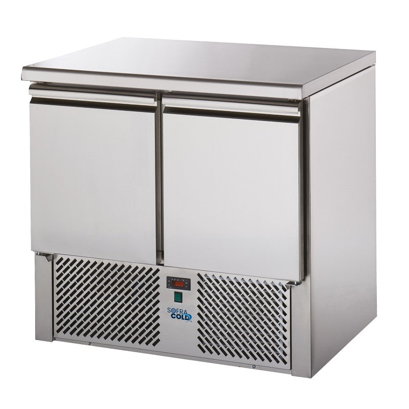 SOFRACOLD - Mini table réfrigérée inox GN 1/1 - Prof. 700 mm - 2 portes - TRM2P-2