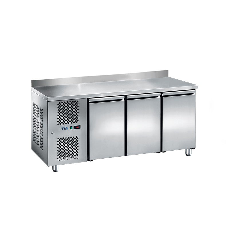 SOFRACOLD - Table réfrigérée positive GN 1/1 avec dosseret - 3 portes - Prof 700 mm - Groupe à gauche - TRG3P-GG