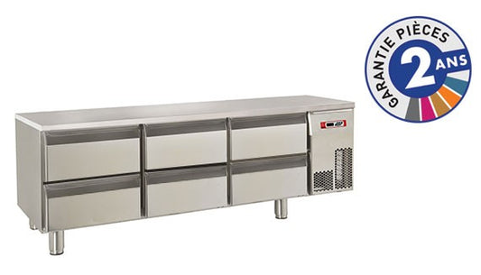 Soubassement réfrigéré positif - 6 tiroirs - 220 L - BR16CP04-2 - Baron