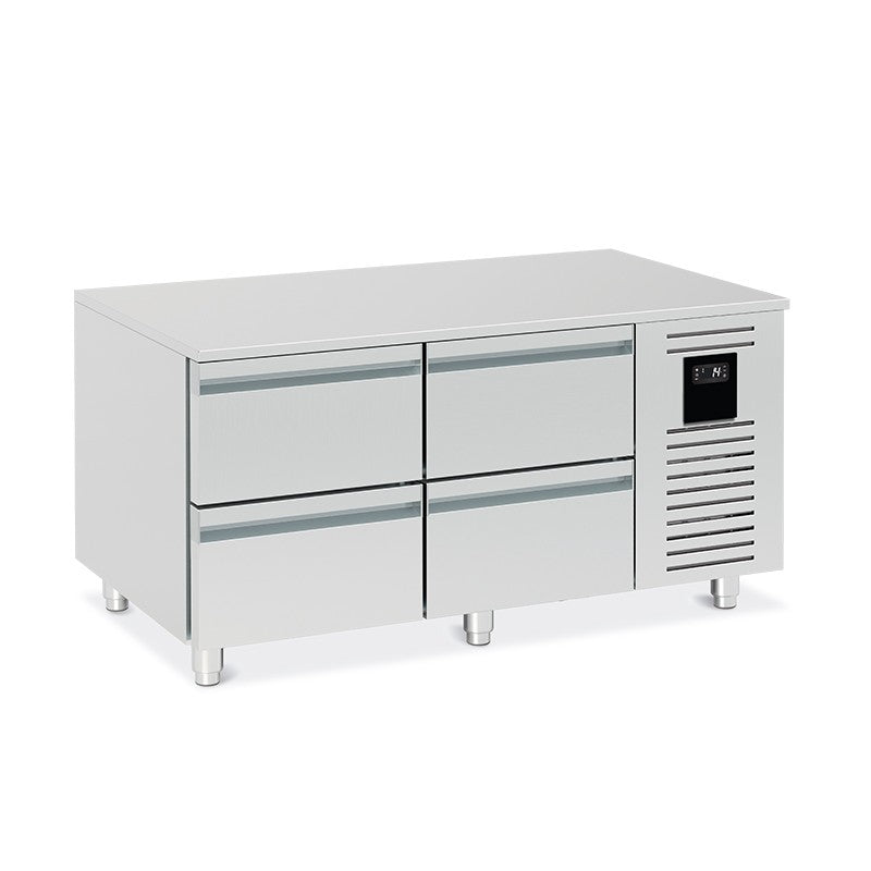 Soubassement réfrigéré positif avec 4 demi-tiroirs - 100 L - BRU212-3 - Nosem