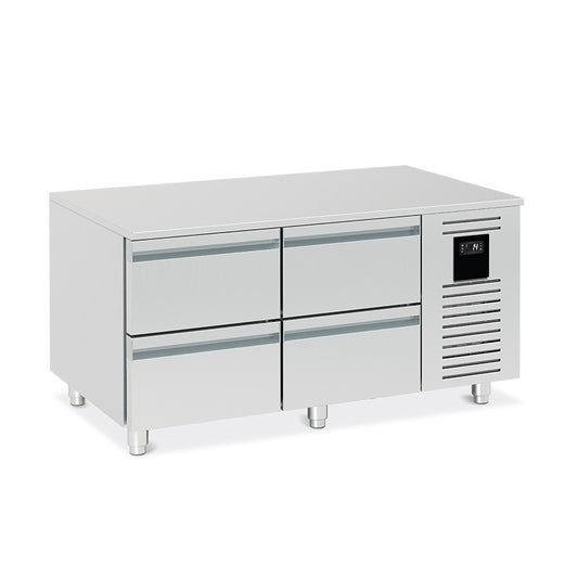 Soubassement réfrigéré positif avec 4 demi-tiroirs - 100 L - BRU212-3 - Nosem