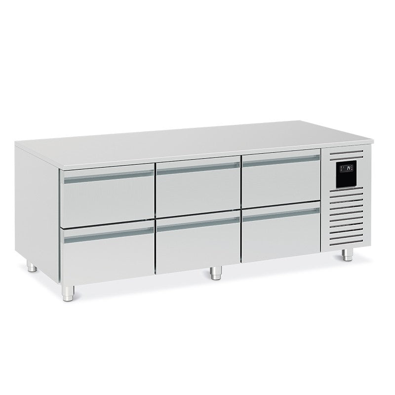 Soubassement réfrigéré positif avec 6 demi-tiroirs - 150 L - BRU216-3 - Nosem
