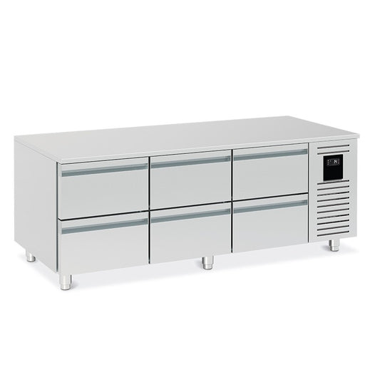 Soubassement réfrigéré positif avec 6 demi-tiroirs - 150 L - BRU216-3 - Nosem