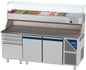 Table à pizza positive 0/+10°C - 396 L - 2 portes pleines - Prof. 800 - 600 x 400 -  4 tiroirs - PZ8024T14-3 - Dalmec