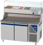 Table à pizza positive 0/+10°C - 396 L - 2 portes pleines - Prof. 800 - 600 x 400 - Sans tiroirs - PZ80214-3 - Dalmec