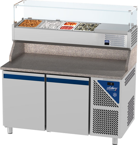 Table à pizza positive 0/+10°C - GN 1/1 - 300 L - 2 portes pleines - Prof. 700 - Sans tiroirs - PZ70214-3 - Dalmec