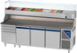 Table à pizza positive 0/+10°C - GN 1/1 - 300 L - 3 portes pleines - Prof. 700 - 4 tiroirs - PZ7034T14-3 - Dalmec