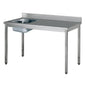 Table adossée inox avec bac profondeur 700 mm - Bac à gauche - Longueur 1800 mm - TACFG718T