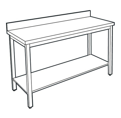 Table adossée inox profondeur 600 mm - Longueur 1400 mm - Sans étagère - TA614T