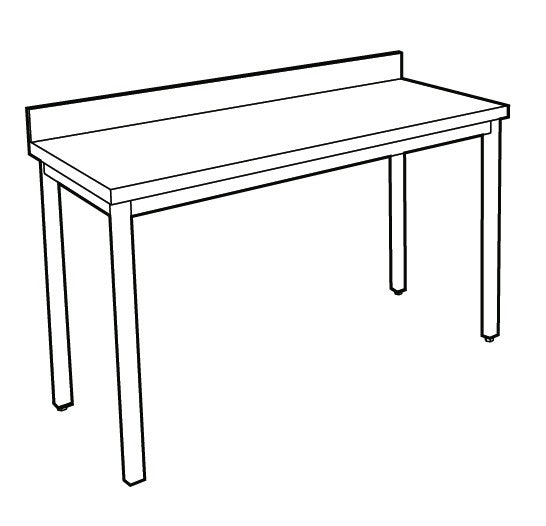 Table adossée inox profondeur 600 mm - Longueur 800 mm - Sans étagère - TA608T