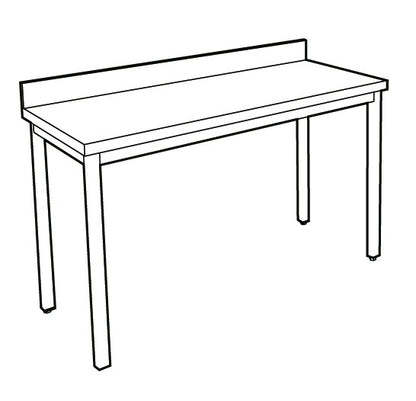 Table adossée inox profondeur 700 mm - Longueur 1600 mm - Sans étagère - TA716T