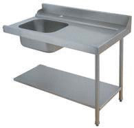 Table avec bac pour machines à capot panier 500 x 500 ou 600 x 500 - PAP712DV